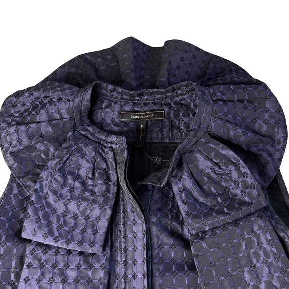 NWOT BCBG MaxAzria Dark Textured Purple Ruffle Collar Dress Women's Size M - Picture 10 of 16